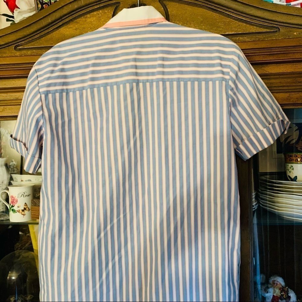 Vintage Schrader petite pink & blue shirt dress - Picture 10 of 10